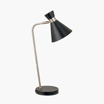 Black And Brushed Silver Metal Table Lamp, 3 of 8