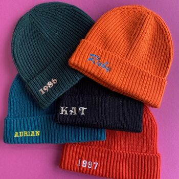 Personalised Embroidered Beanie Hat, 7 of 12