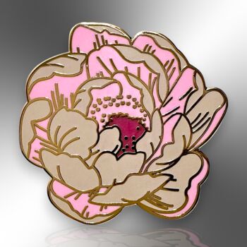 Peony Flower Hard Enamel Pin Lapel Badge, Botanical Floral Brooch, Jewellery Friendship Gifts For Women, 3 of 8