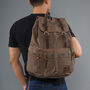 Canvas Backpack With Leather Detail, thumbnail 4 of 12