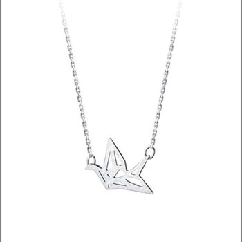 Sterling Silver Origami Crane Necklace, 3 of 5