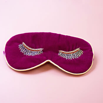 Velvet Eye Mask With Beaded Eyelash Design, 2 of 2