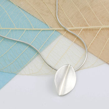 Brushed Silver Leaf Hook Drop Earrings, 4 of 6