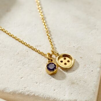 Button And Birthstone Charm Necklace, 2 of 3