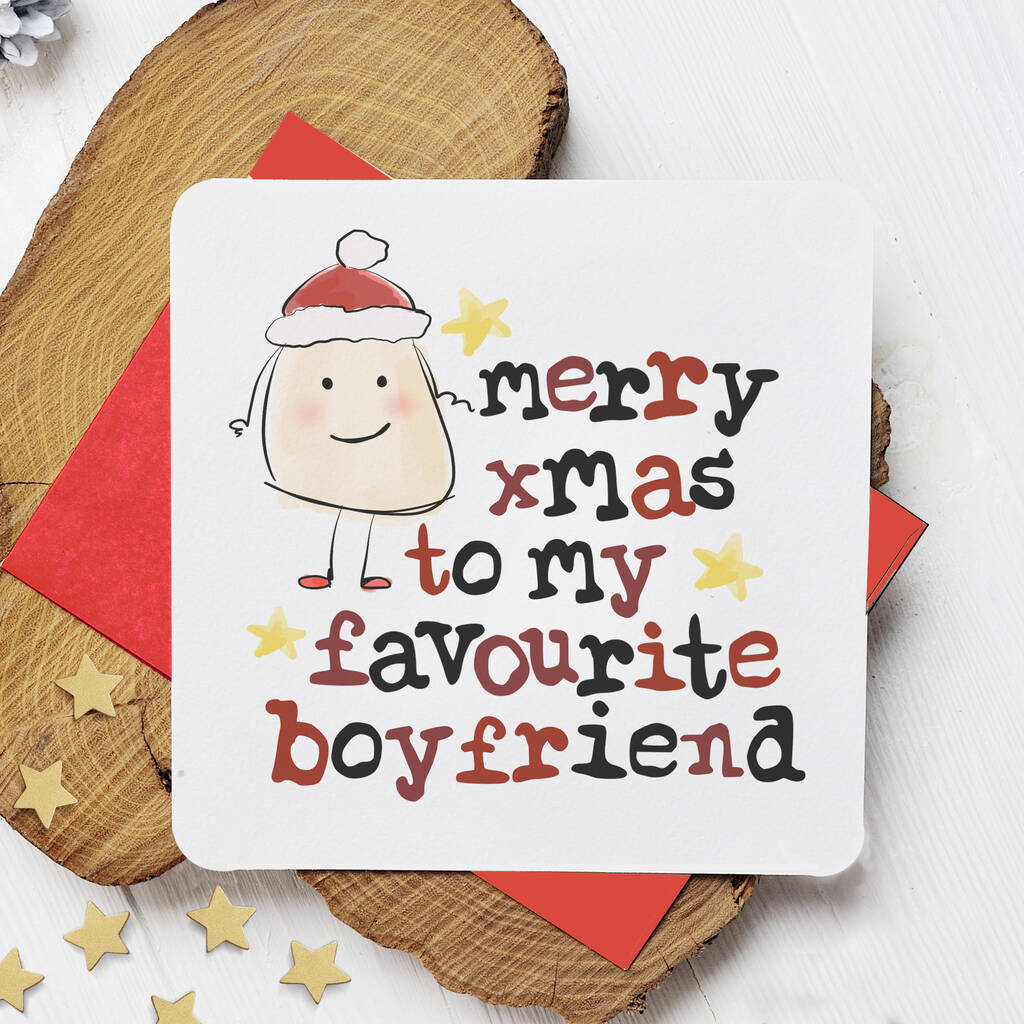 Merry Christmas To My Favourite Boyfriend Xmas Card By Parsy Card Co