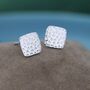 Hammered Square Stud Earrings In Sterling Silver, thumbnail 1 of 12