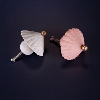 G Decor Belle Ombrelle Ceramic Door Knob In Soft Cream And Pastel Pink With Brass Finish, 2 of 5