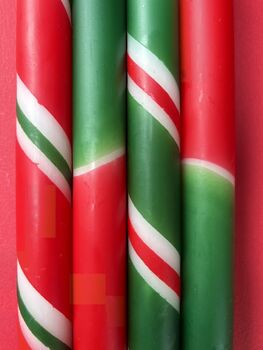 Red And Green Striped And Dip Dyed Christmas Candles 'Vintage Yuletide', 3 of 3