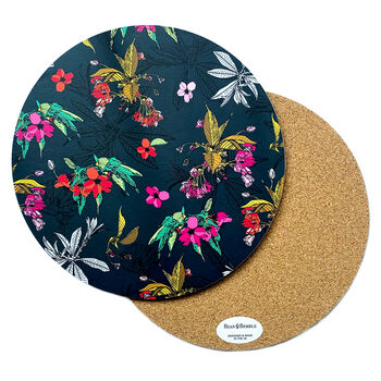 Cherry Blossom Navy Floral Melamine Placemats, 5 of 11