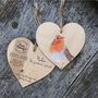 Robin Bird Wooden Hanging Heart Decoration, thumbnail 2 of 3
