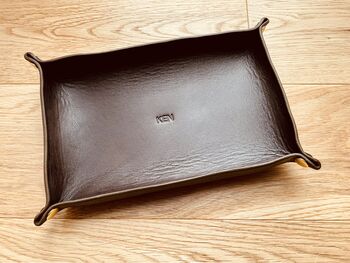 Personalised Dark Brown Rectangle Leather Tray, 12 of 12