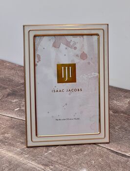 Isaac Jacobs White And Gold Tone Border Photo Frame, 2 of 3