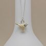 Rhodium And Gold Plated Nuthatch Bird Charm Necklace, thumbnail 2 of 3