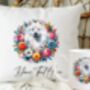 Personalised Samoyed Summer Floral Dog Wreath Cushion And Mug Gift Bundle, thumbnail 1 of 4