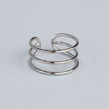 Sterling Silver Simple Triple Band Adjustable Ring, 3 of 6