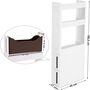 Narrow White Shelves Drawers Recess Cabinet With Wheels, thumbnail 8 of 9