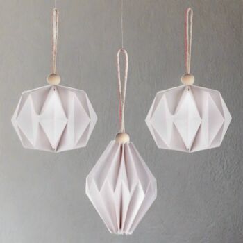 Three White Paper Origami Christmas Tree Decorations, 2 of 9