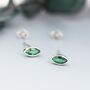 Emerald Green Cz Stud Earrings, thumbnail 4 of 12