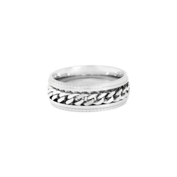 Stainless Steel Silver Spinner Band Ring For Men, 5 of 6