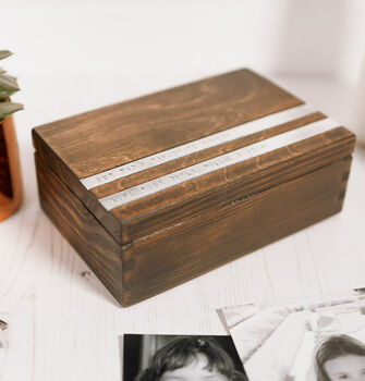 Personalised Wooden Anniversary Cufflink/Trinket Box, 4 of 9