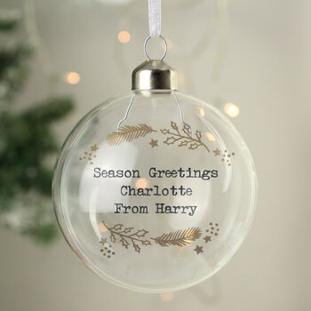 Personalised Gold Wreath Glass Bauble Decoration, 2 of 4