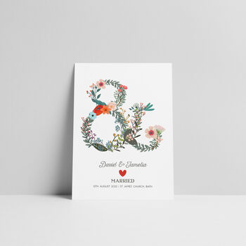 Floral Ampersand Engagement Or Wedding Print, 3 of 3