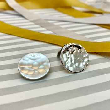 Clip On Round Textured Sterling Silver Earrings, 2 of 7