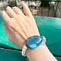 Rhoda Chunky Gemstone Bead With Faux Pearls Elastic Bracelet, thumbnail 2 of 5