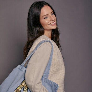 Personalised Leopard Print Initial Tote Bag, 6 of 6