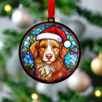 Nova Scotia Duck Tolling Retriever In Santa Hat Suncatcher Decoration, 4 of 6