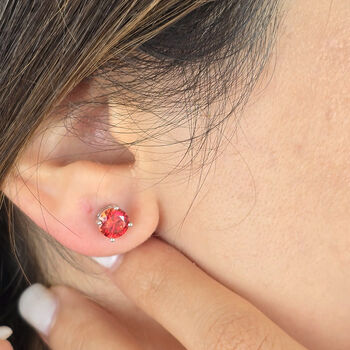 Ruby Moissanite Crystal Sterling Silver Earrings, 2 of 5
