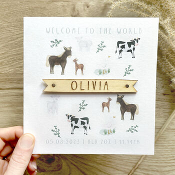 Personalised New Baby Card, Farm Animals, 3 of 3