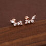 Sterling Silver Cz Cluster 18 G Screw Back Stud Earrings, thumbnail 2 of 11