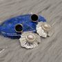 Pearl, Raw Black Onyx Sterling Silver Earrings, thumbnail 5 of 6