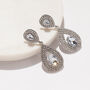 Crystal Double Pear Drop Earrings In Silver Colour, thumbnail 2 of 3