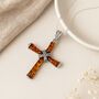 Personalised Sterling Silver Cross Pendant With Baltic Amber, thumbnail 3 of 10