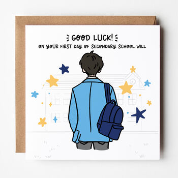 Customisable First Day Of Secondary School Card For Boys, 2 of 8