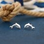 Sterling Silver Dolphin Stud Earrings, thumbnail 1 of 8
