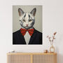 Tabby Cat Who Came To Tea Pet Portrait Wall Art Print, thumbnail 1 of 6