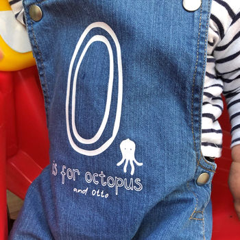 Organic Personalised Baby Dungarees, 5 of 6