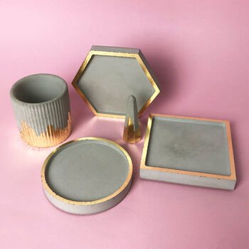 Hexagon Concrete And Gold Trinket Dish, 3 of 5