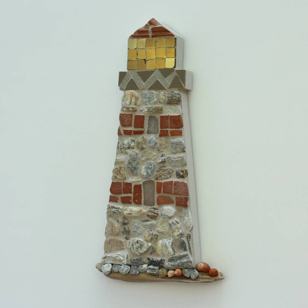 Stone Lighthouse Coastal Mosaic Wall Art By Rana Cullimore