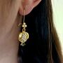 Pomegranate Drop Hoop Pearl Earrings, thumbnail 3 of 12