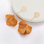 Dusky Orange Hand Painted Rose Petal Drop Earrings, thumbnail 1 of 3