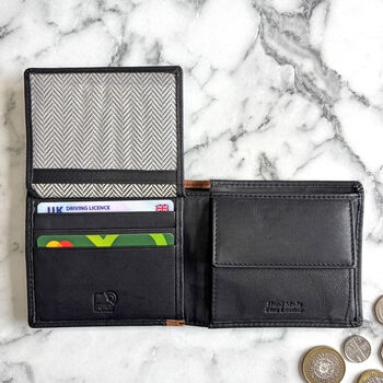 Black Leather Wallet Rfid Secure, 3 of 4