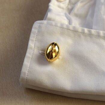 Rugby Ball Gold Cufflinks Gift For Men 316 L Stainless Steel Sports Accessory, 4 of 5