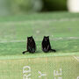 Sitting Cat Stud Earrings In Solid 925 Sterling Silver, thumbnail 5 of 9