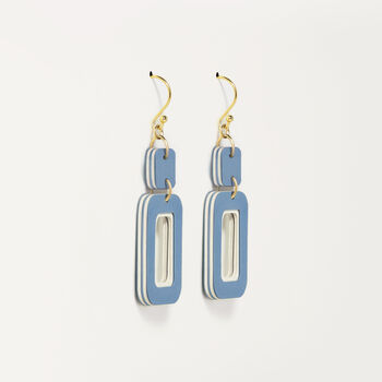 Blue And Cream Rectangle Earrings, 5 of 7