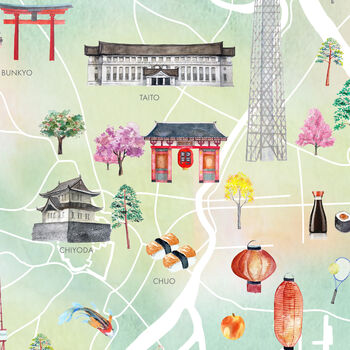 Tokyo Illustrated City Map Art Print, 3 of 5