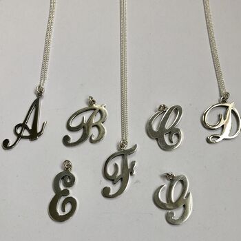 Sterling Silver Initial Necklace In A Romantic Script, 3 of 8